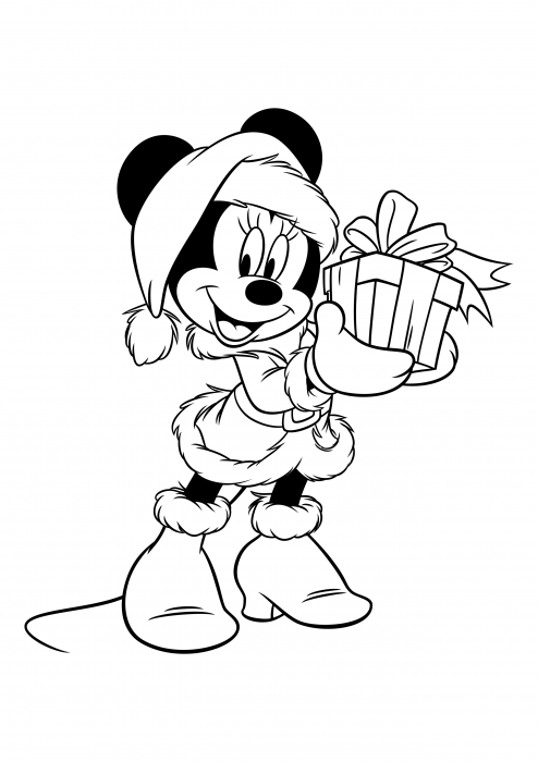 Christmas present for minnie coloring pages mickey mouse and friends coloring pages