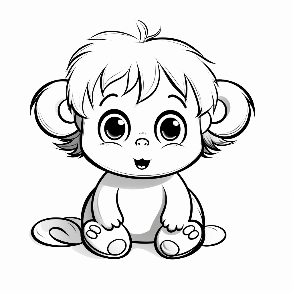 Baby girl monkey coloring pages