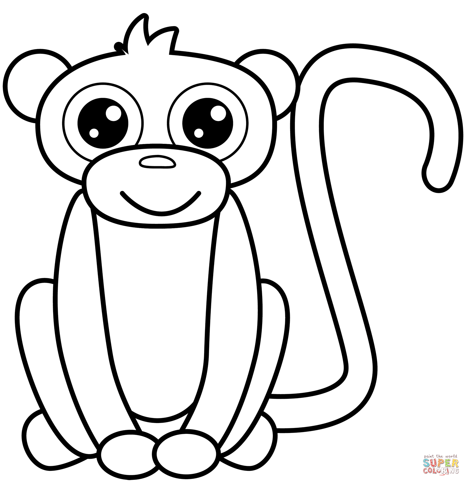 Cute monkey coloring page free printable coloring pages