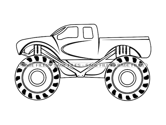 Monster truck outline svg monster truck svg monster truck clipart monster truck files for cricut cut files for silhouette png dxf