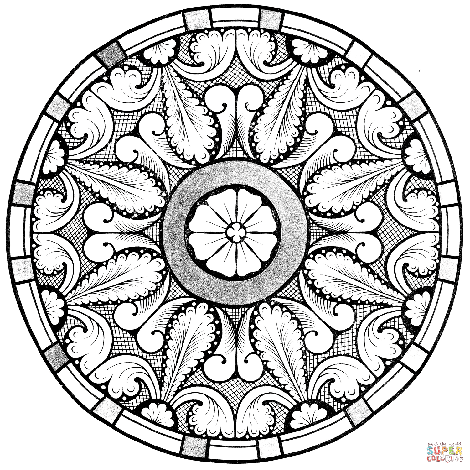 Round stained glass in the cloister of heiligenkreuz coloring page free printable coloring pages