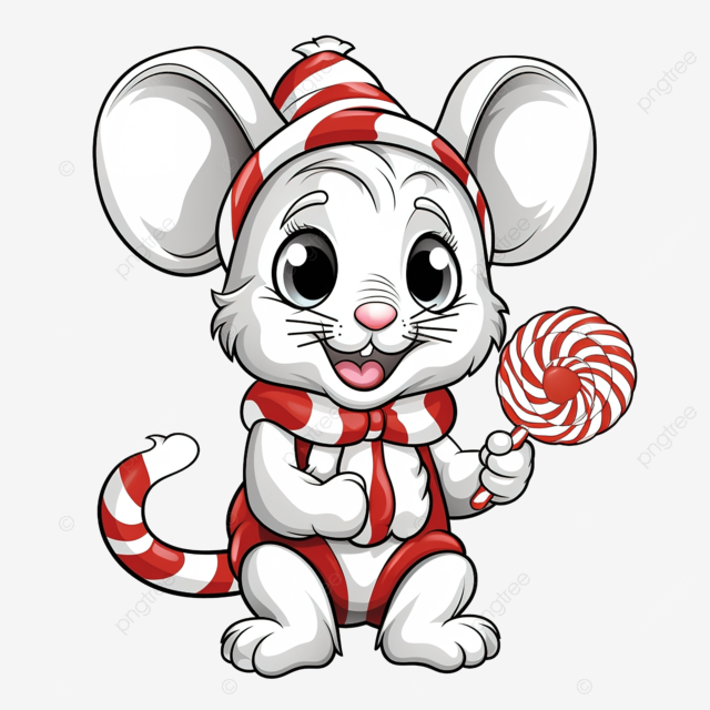 Coloring book for children christmas mouse with a candy activity book color book png transparent image and clipart for free download