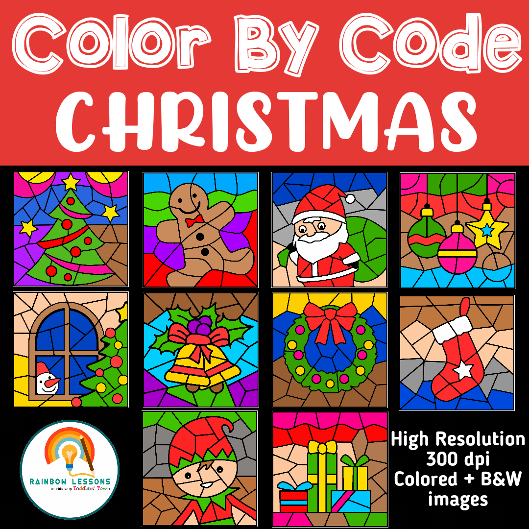 Christmas color by number clipart christmas clip art color by code clipart made by teachers