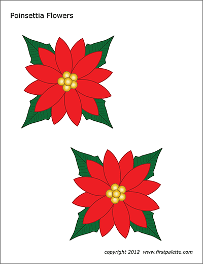 Poinsettia flowers free printable templates coloring pages