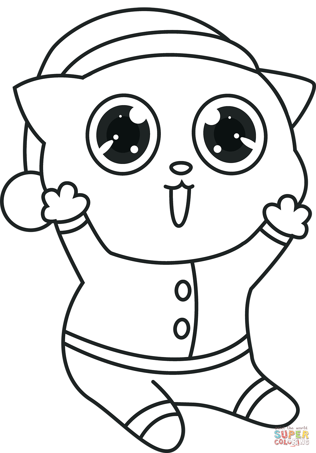 Cute christmas cat coloring page free printable coloring pages