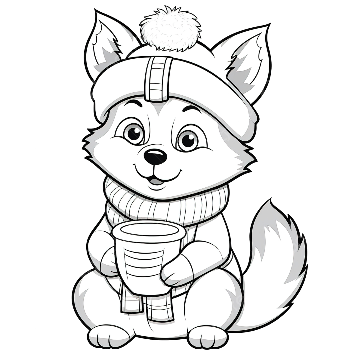 Coloring book with a cute husky dog christmas characters with a hat and scarf in the santa cup coloring book christmas coloring dog doodle png transparent image and clipart for free download