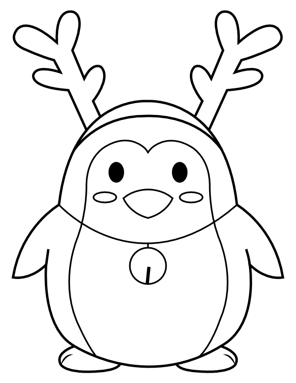 Printable penguin wearing reindeer antlers coloring page penguin coloring pag christmas coloring pag christmas coloring sheets