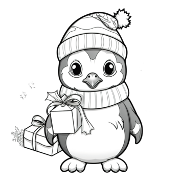 Coloring book with a cute penguin with twigs decoration christmas coloring christmas coloring penguin cartoon png transparent image and clipart for free download