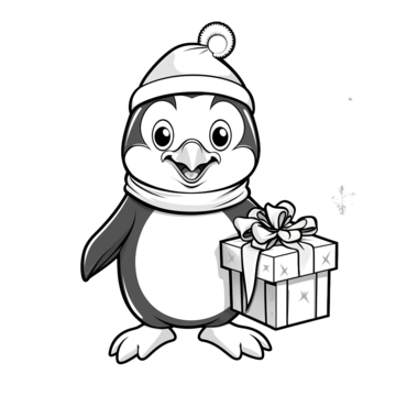 Coloring book with a cute penguin christmas characters with a hat and scarf coloring pages penguin cartoon penguin png transparent image and clipart for free download