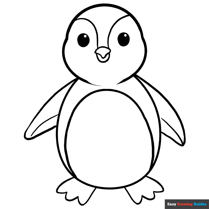Penguin coloring page easy drawing guides