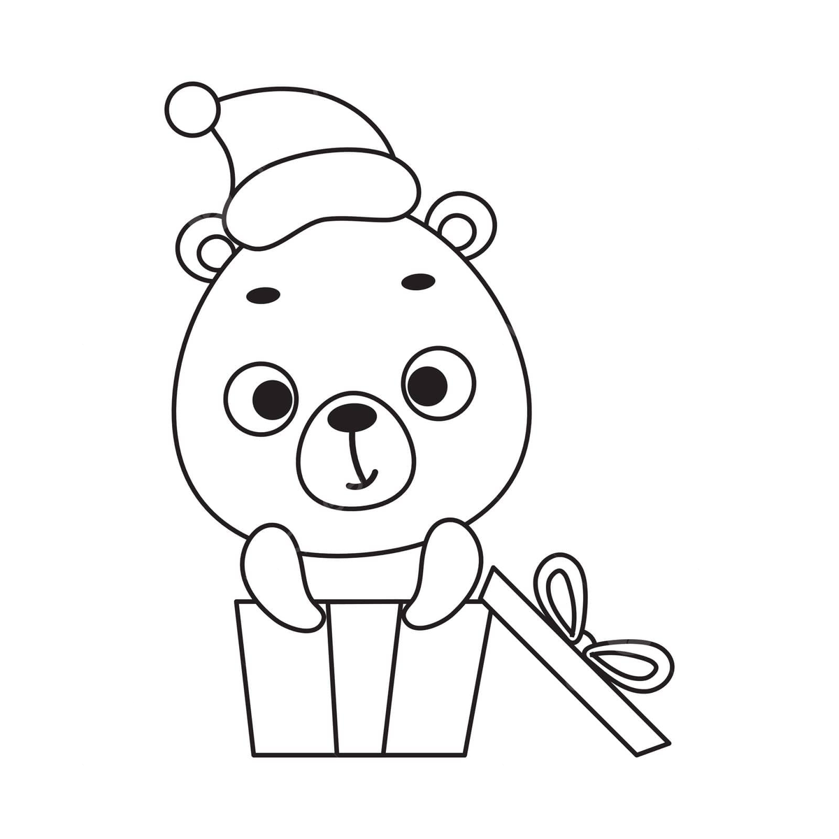 Cute bear in gift box preschool coloring activity vector celebration line baby png and vector with transparent background for free download