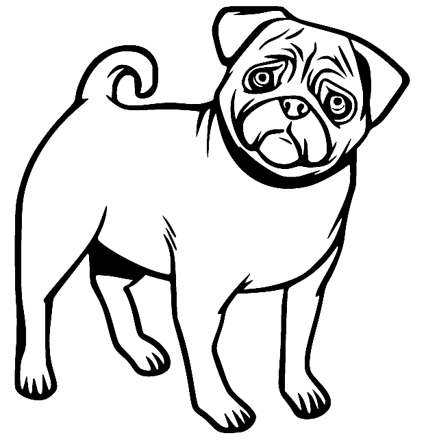 Pug in the dinosaur costume coloring page