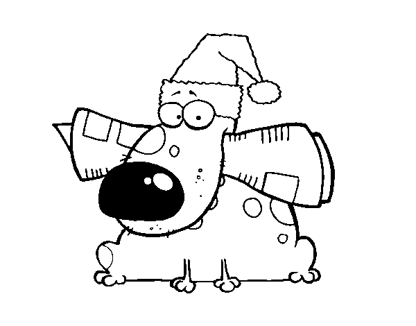 Christmas dog coloring page