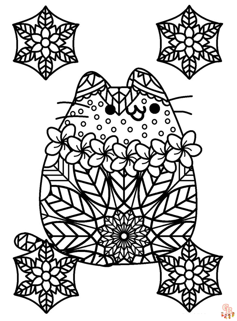 Pusheen coloring pages free printable