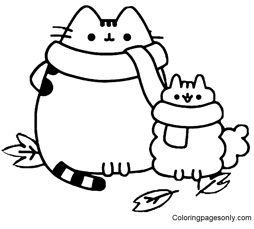 Pusheen coloring pages printable for free download