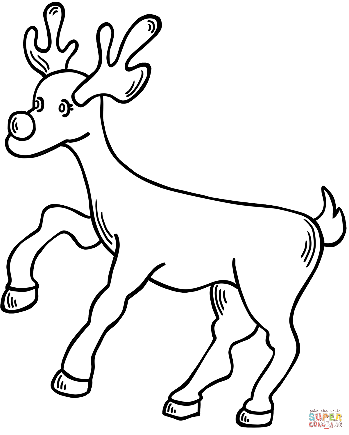 Rudolph christmas reindeer coloring page free printable coloring pages