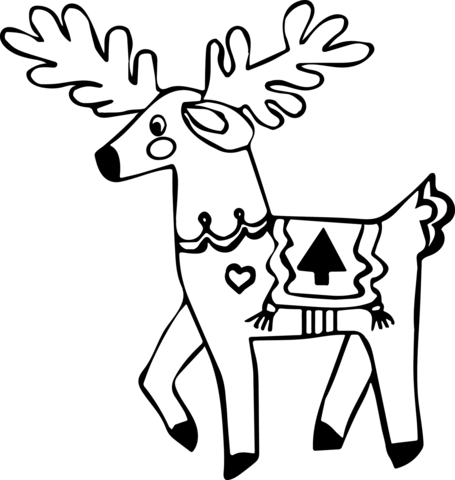 Christmas reindeer coloring page free printable coloring pages