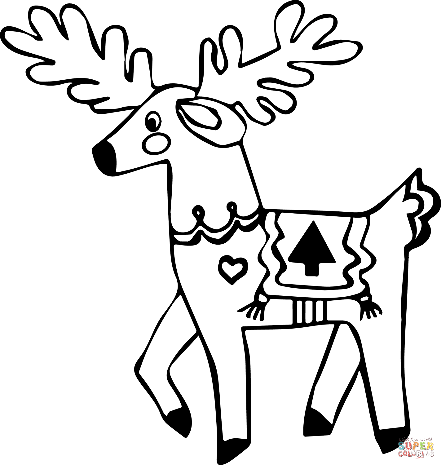 Christmas reindeer coloring page free printable coloring pages