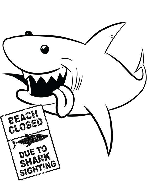 Funny shark to color for children fish coloring page free coloring page template printâ shark coloring pages cute coloring pages kids printable coloring pages