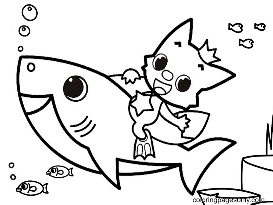 Baby shark coloring pages printable for free download