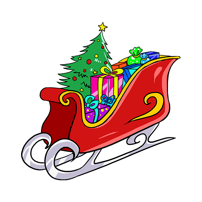How to draw santas sleigh