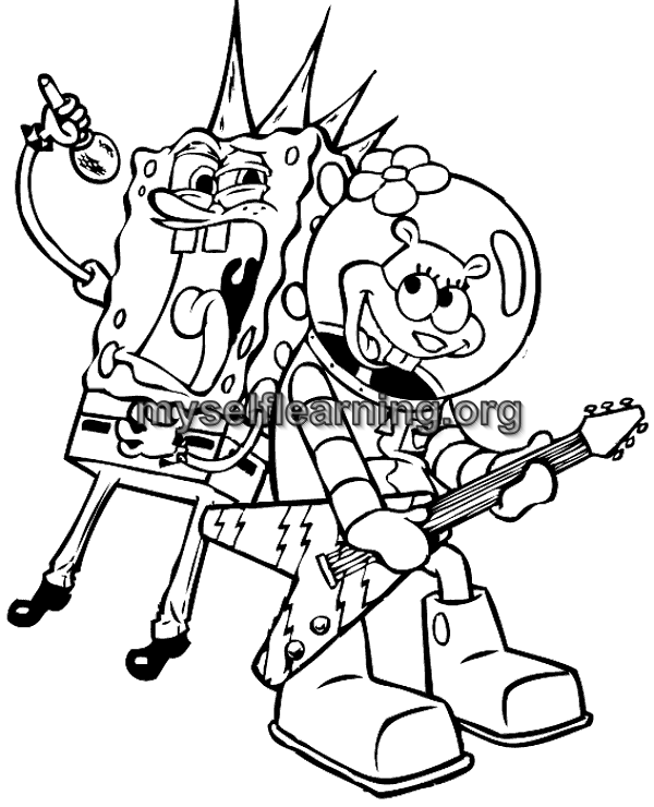 Sponge bob cartoons coloring sheet instant download