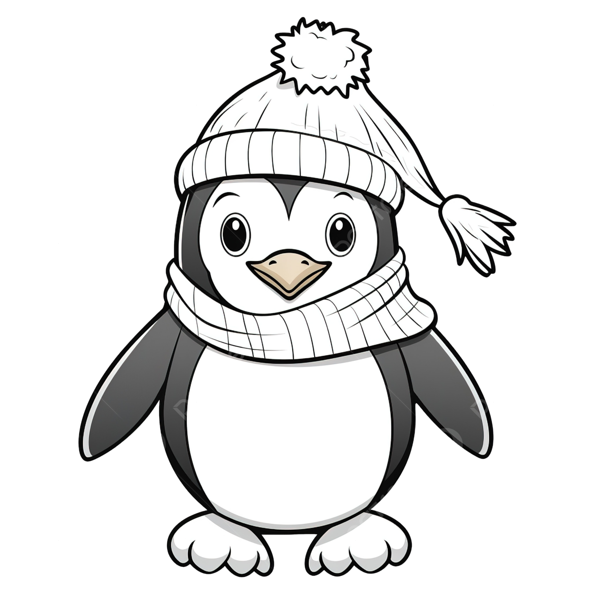 Coloring book with a cute penguin christmas characters with a hat and scarf coloring pages penguin cartoon penguin png transparent image and clipart for free download