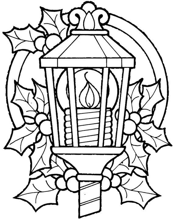 Christmas lantern coloring pages purple kitty