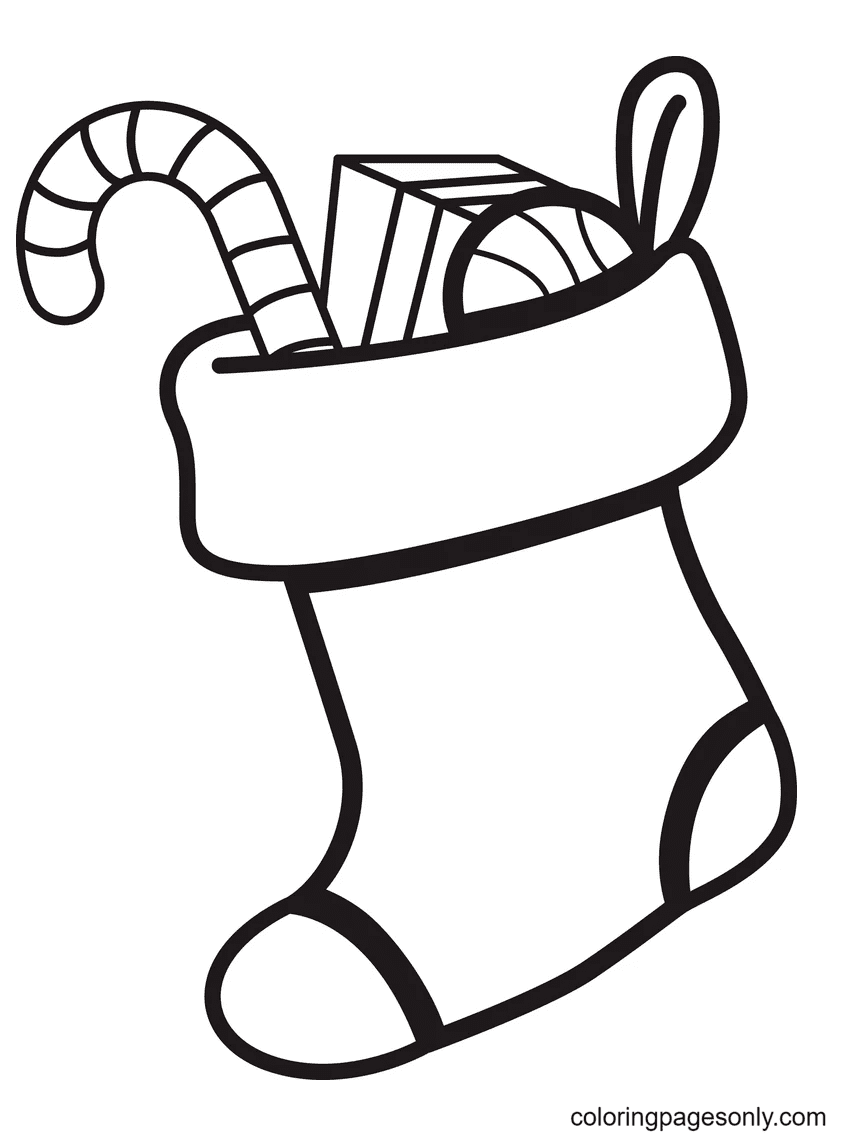 Printable christmas stocking coloring page