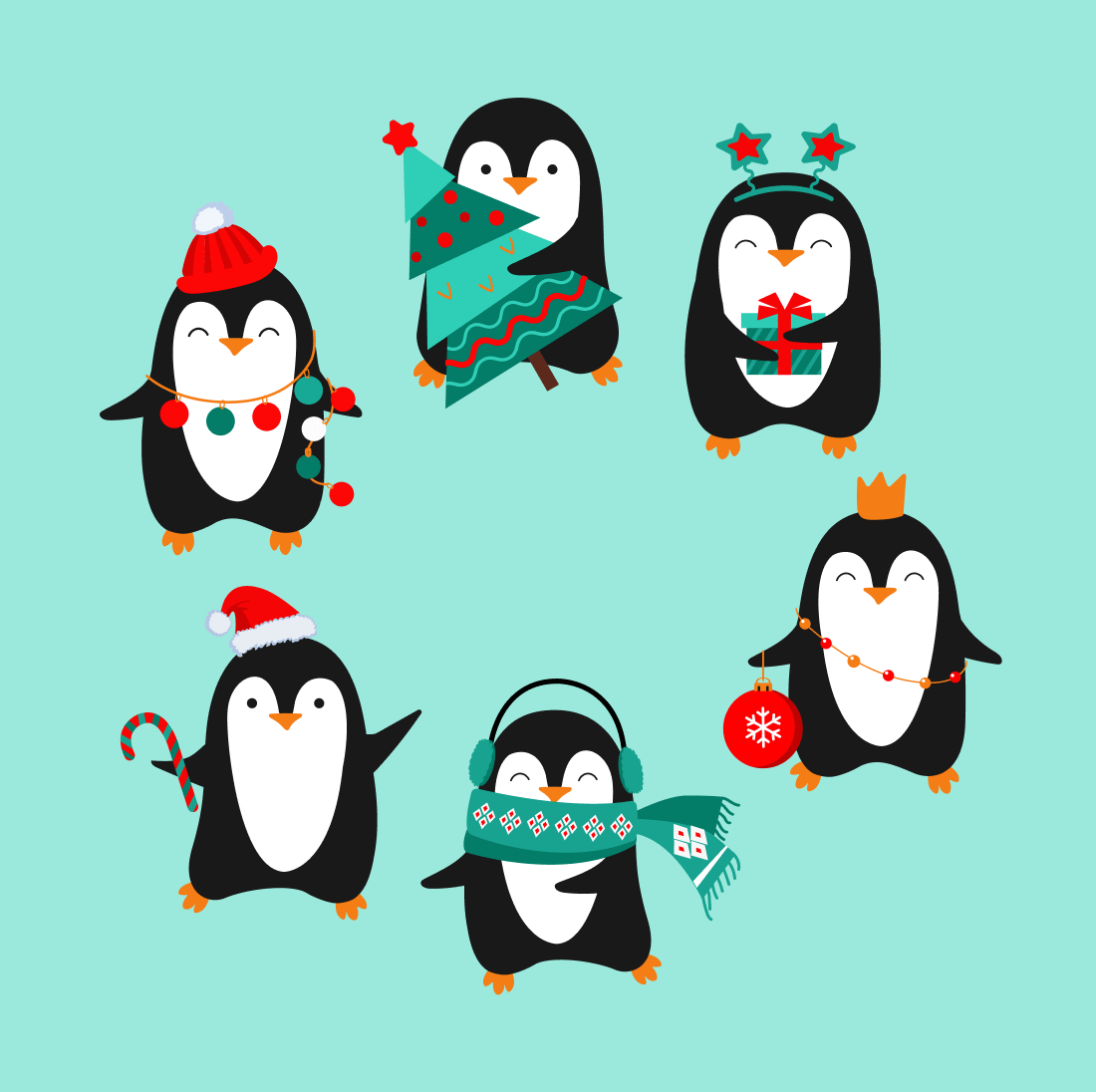 Penguin christmas svg files â