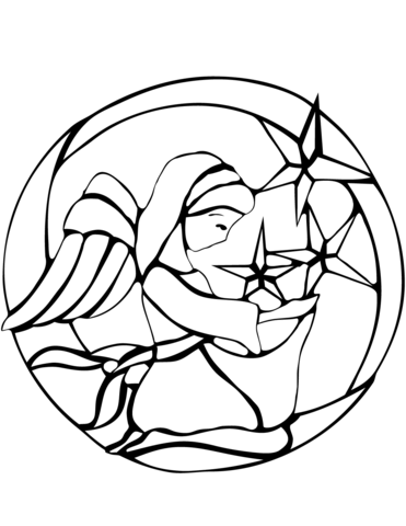 Christmas angel stained glass coloring page free printable coloring pages