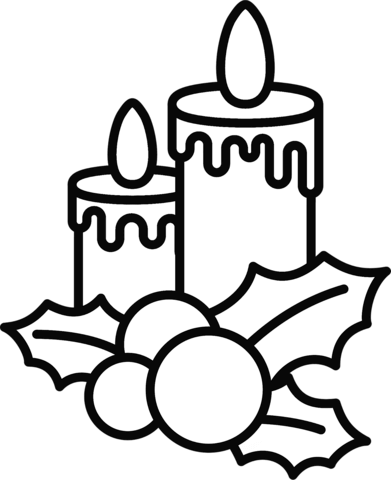 Christmas candles coloring page free printable coloring pages