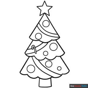 Easy christmas tree coloring page easy drawing guides