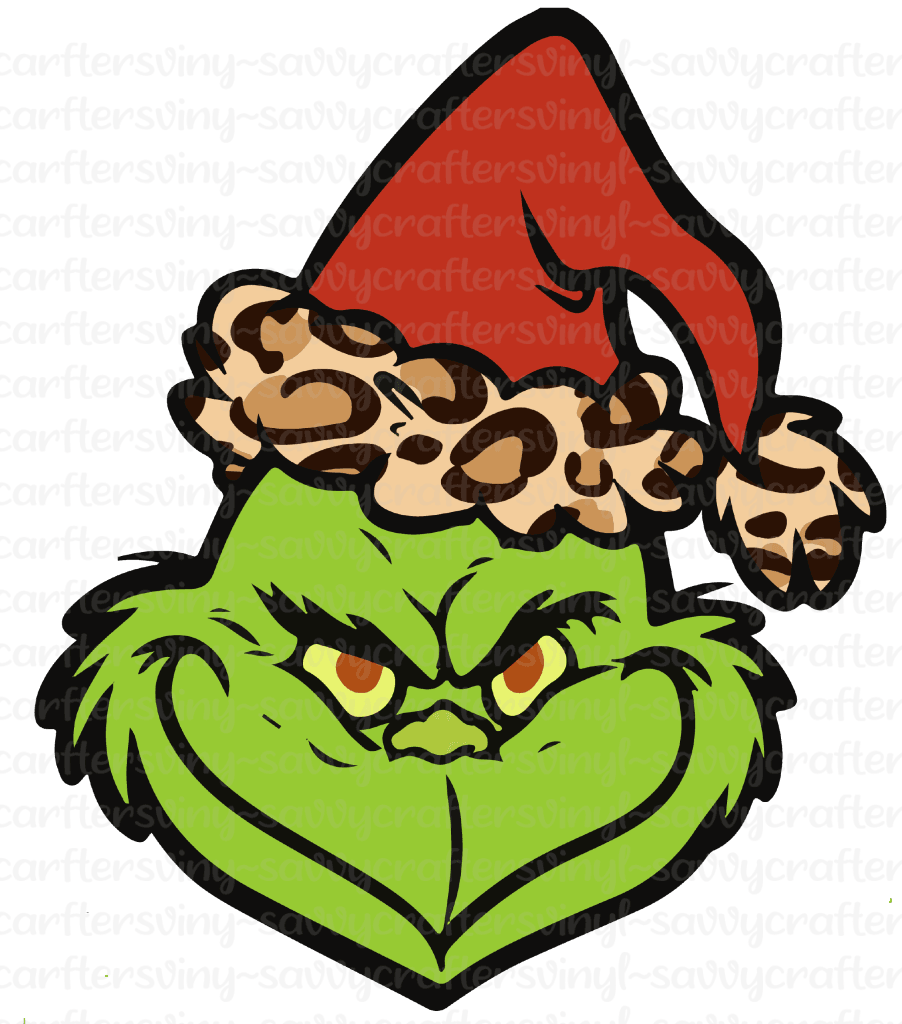 Grinch santa hat cheetah â savvy crafters vinyl gifts