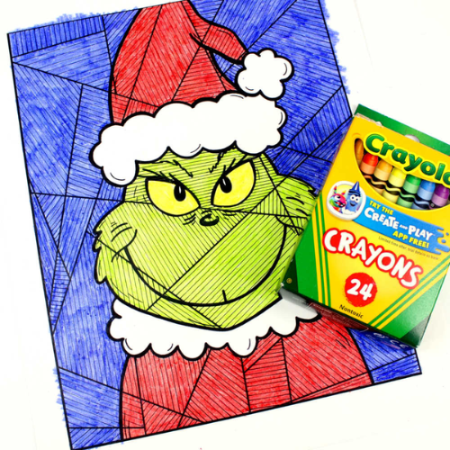 Pop art the grinch cooring page christmas made by teachers