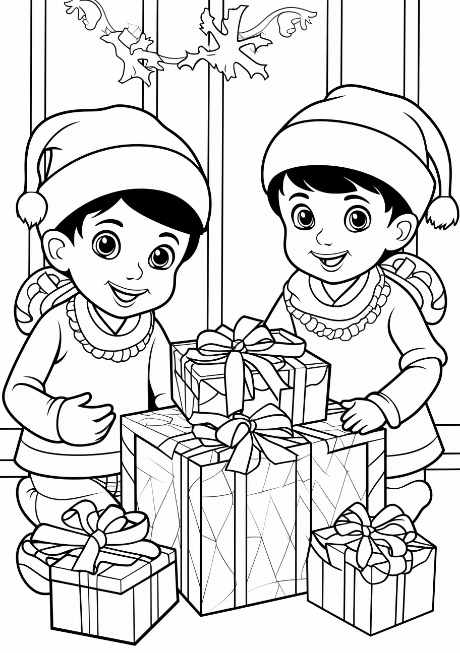 Elves preparing christmas presents