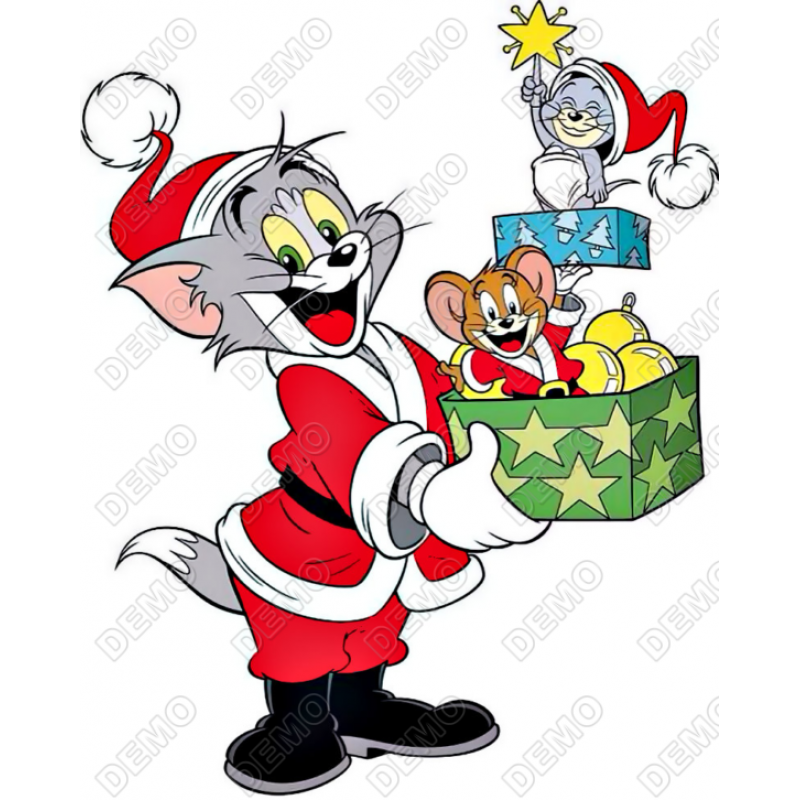 Christmas tom and jerry t shirt heat iron on transfer decal