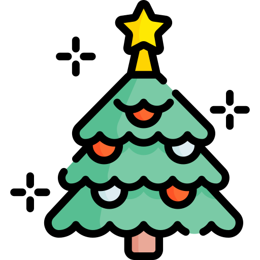 Christmas tree generic outline color icon