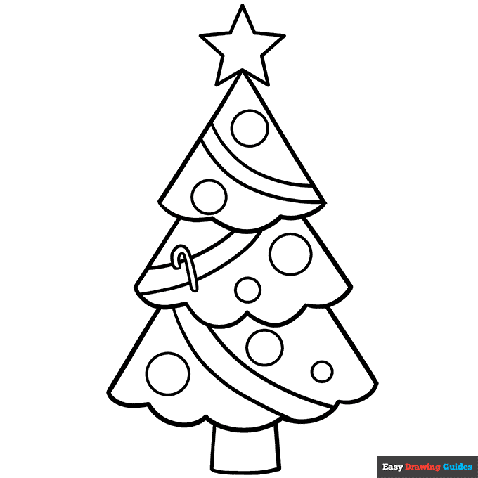 Christmas tree coloring page easy drawing guides