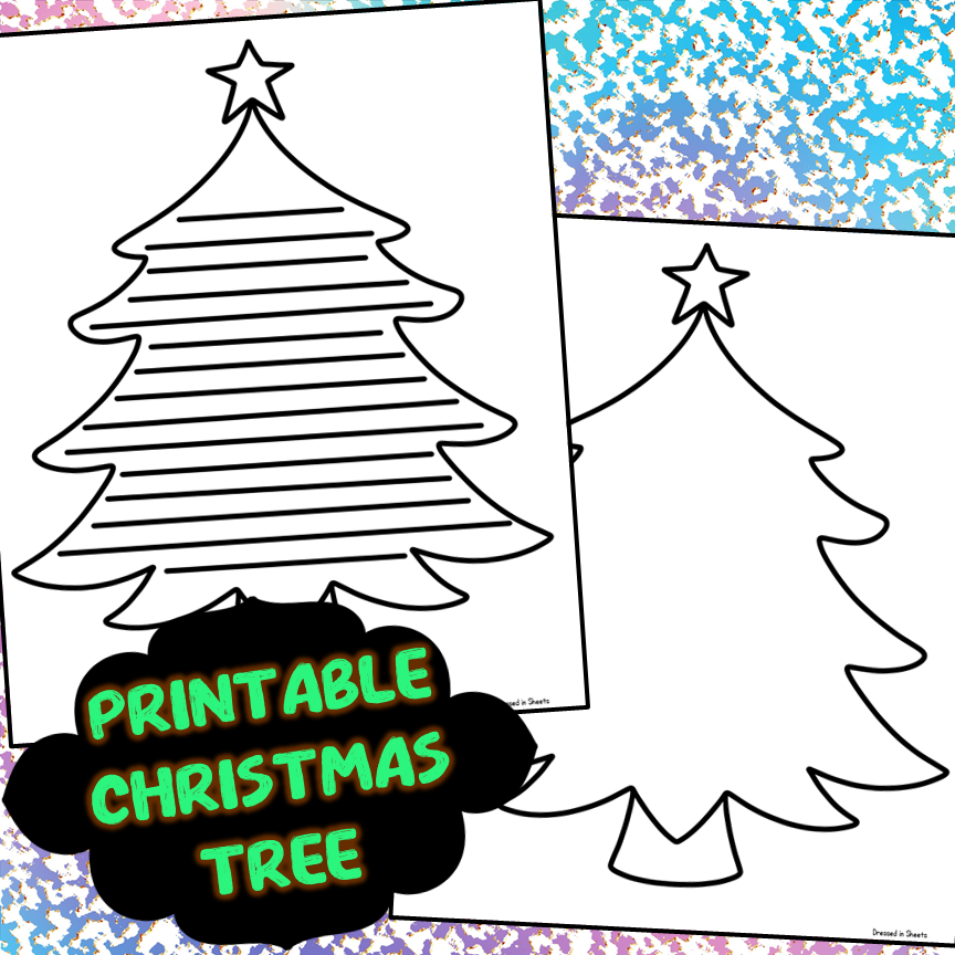 Printable christmas tree and ornaments with lines made by teachers