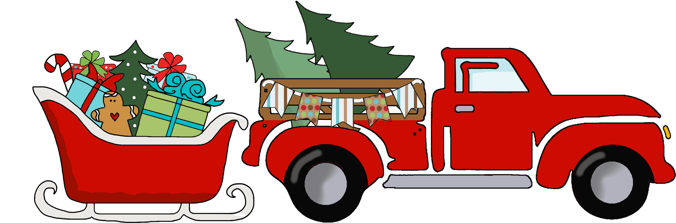 Christmas truck clipart