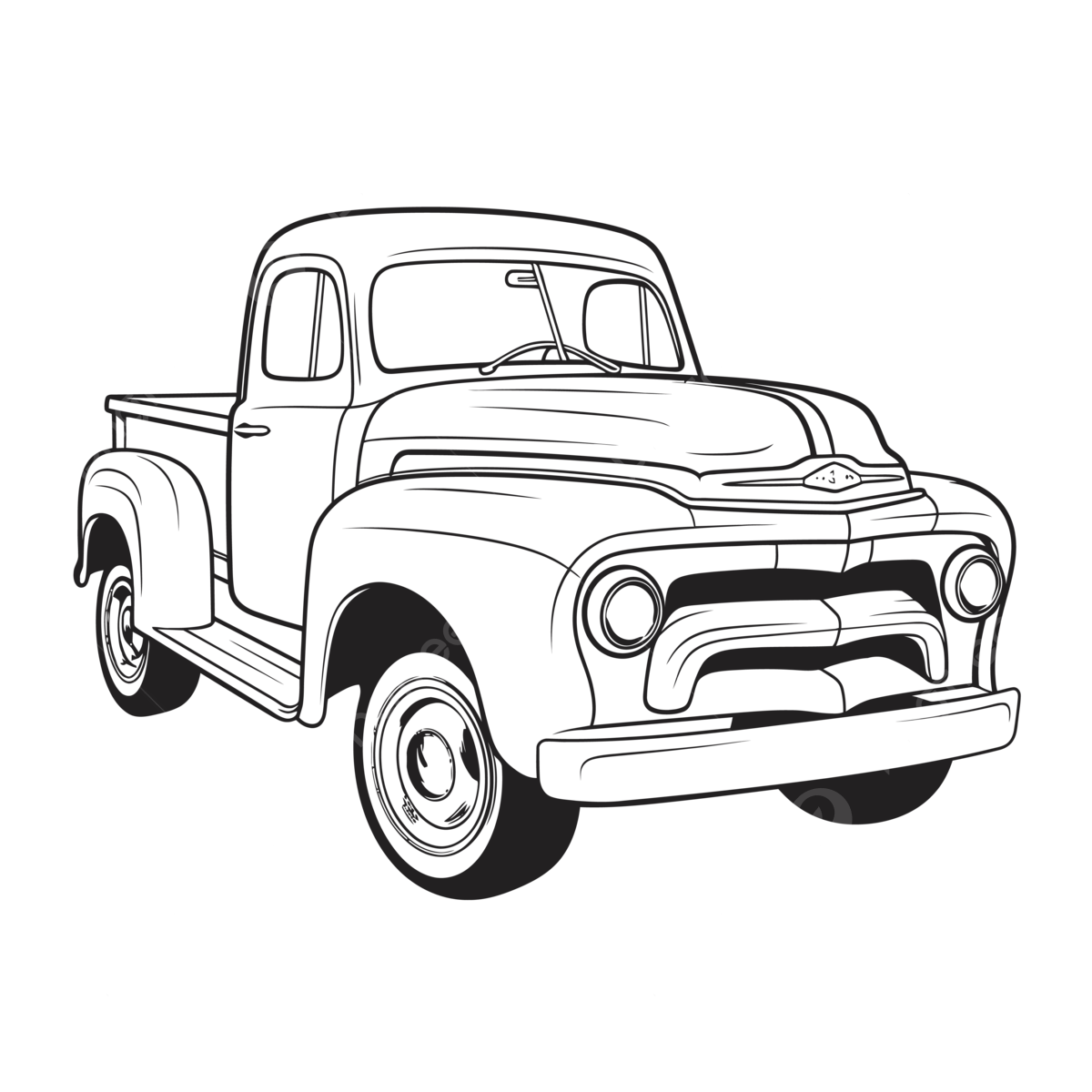 Free coloring page of an old pickup truck outline sketch drawing vector pickup truck drawing pickup truck outline pickup truck sketch png and vector with transparent background for free download