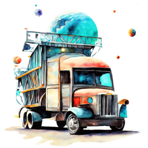 Download colorful space truck in motion png online