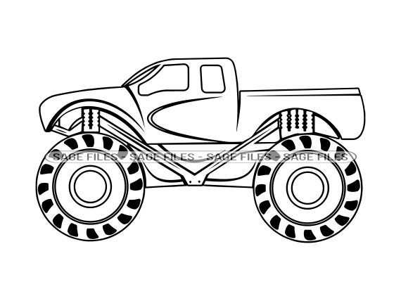 Monster truck outline svg monster truck svg monster truck clipart monster truck files for cricut cut files for silhouette png dxf