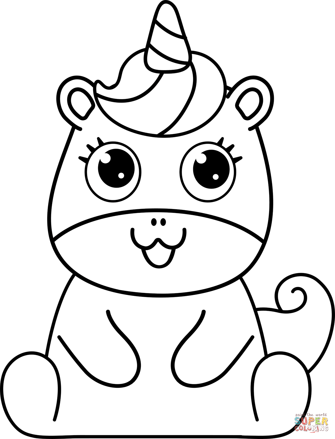 Kawaii unicorn coloring page free printable coloring pages