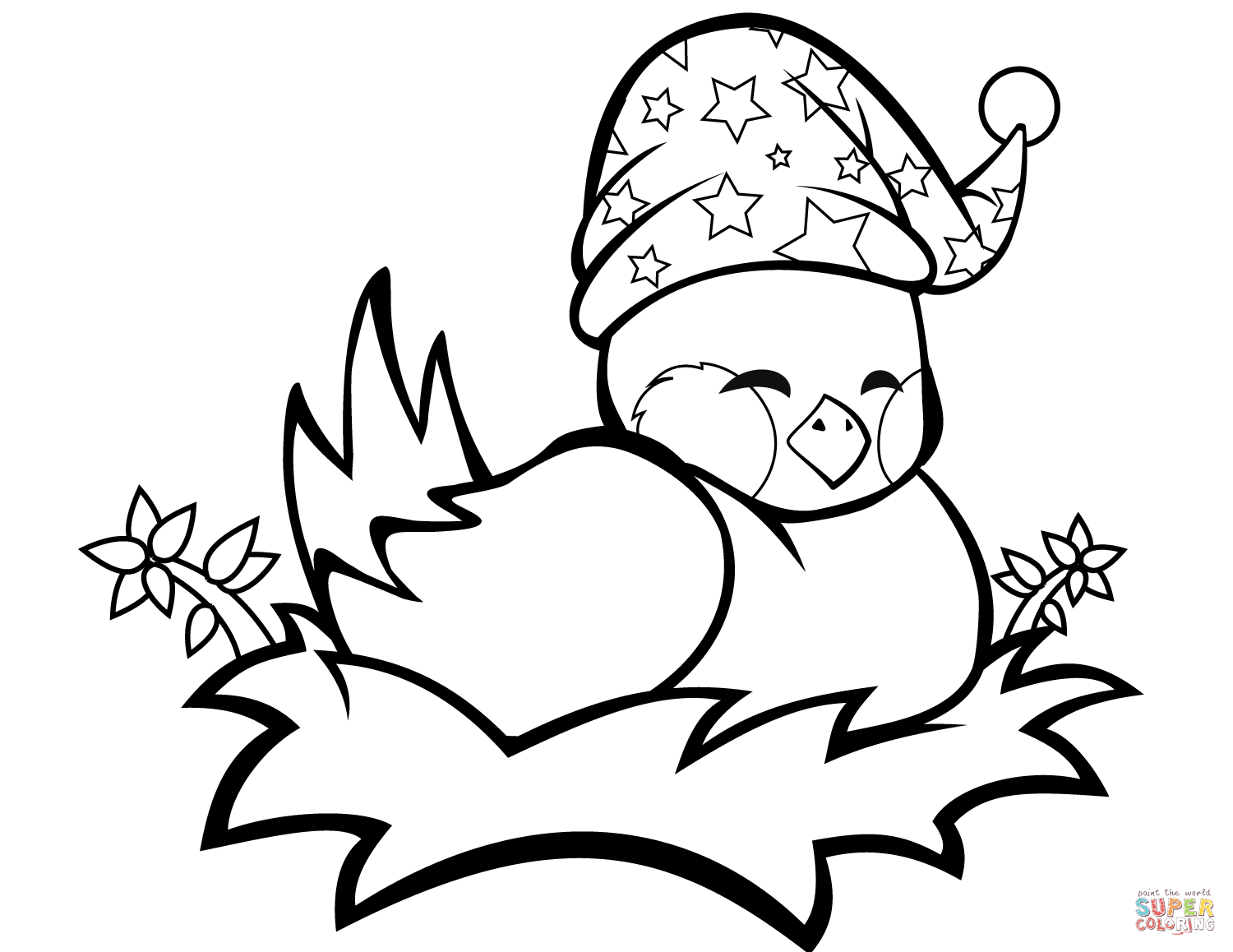 Cute bird in a nest coloring page free printable coloring pages