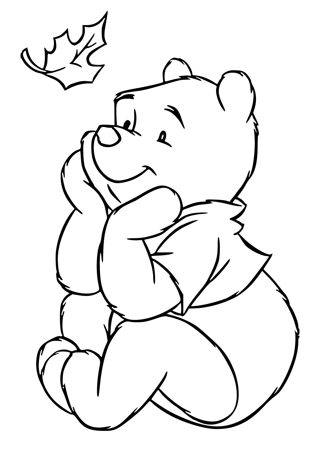 Free printable cartoon winnie the pooh coloring page sheet and picture for adults and kids girls and boys