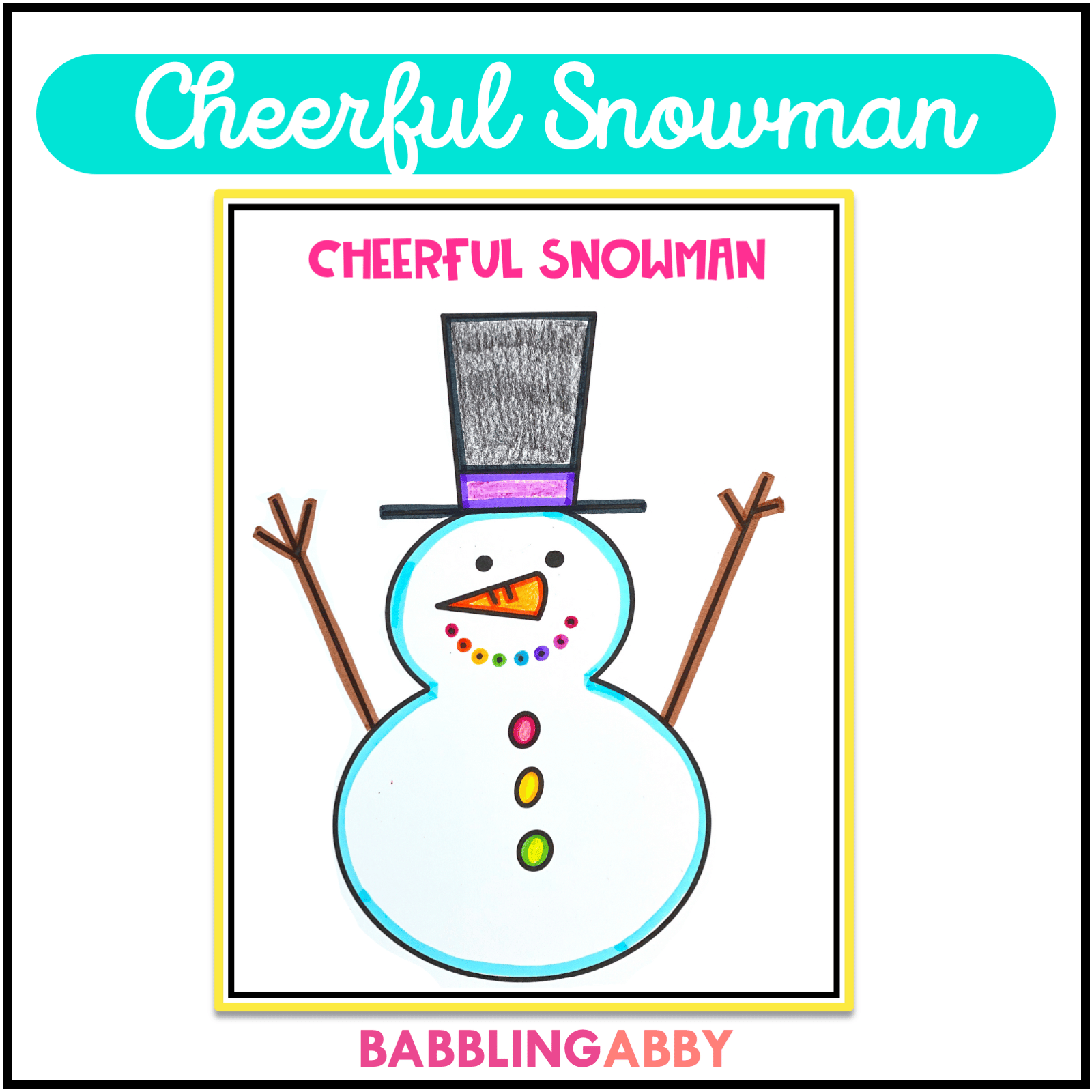 Snowman winter directed drawing following directions january coloring page