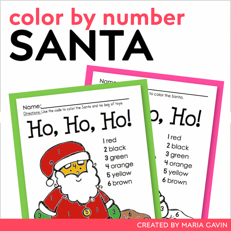 Christmas color by number freebie