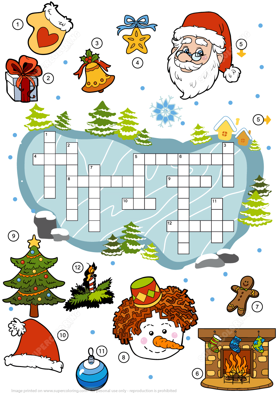 Crossword puzzle about christmas free printable puzzle games